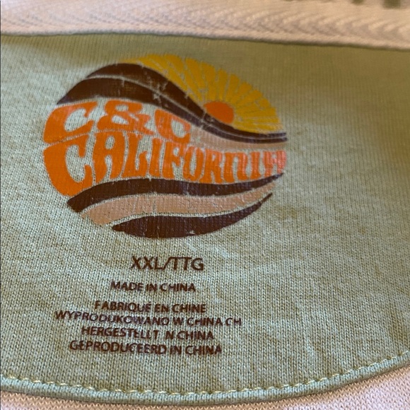 C&C California Terry Towel Fern S/S Polo Shirt Green White Size XXL - Picture 3 of 9